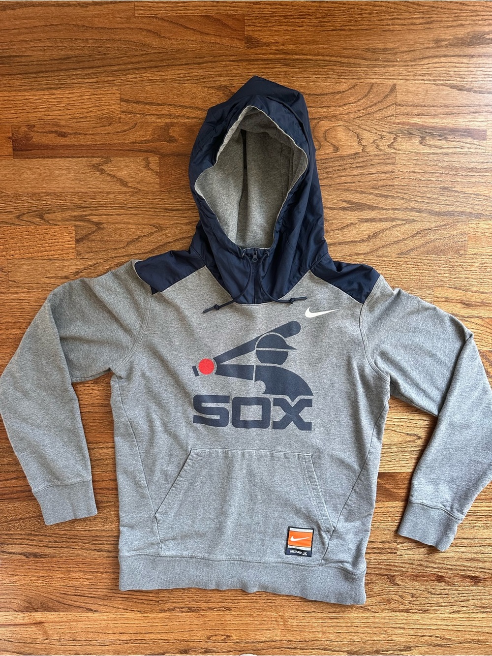 Nike Chicago White Sox Mens Gray Navy Cooperstown Pullover 1/4 Zip Hoodie Sz Med